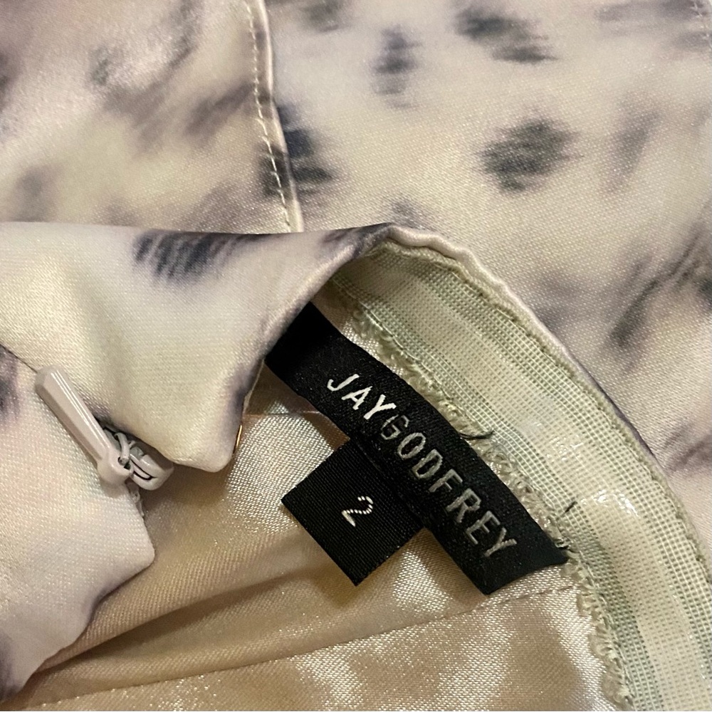 Jay Godfrey Snow Leopard Print Strapless Ruffled … - image 2